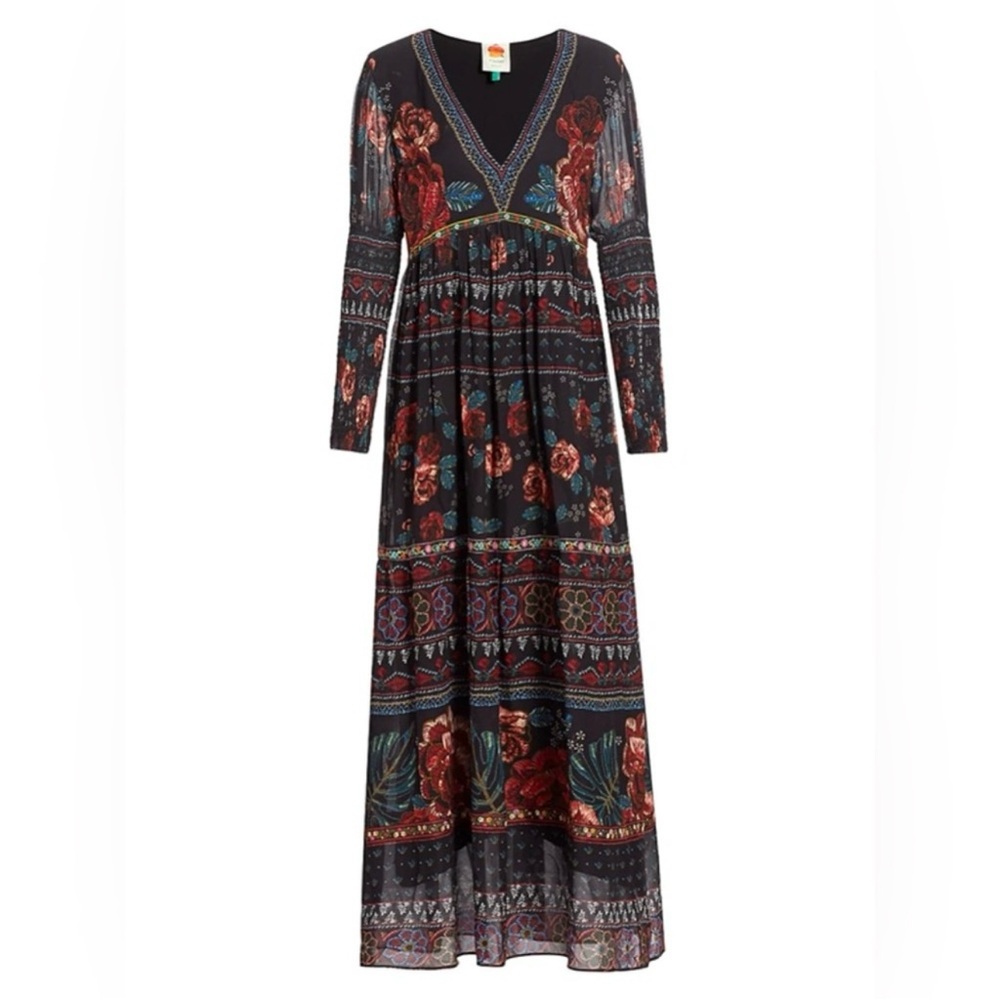 Farm Rio Floral Black Dress